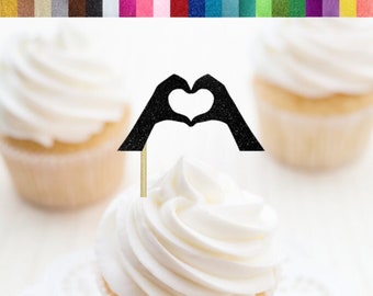 Herz Hand Cupcake Toppers, Herz Cupcake Toppers, Konzert Party Dekor, Verlobung Party Dekoration, Valentinstag Party Deko