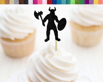 Viking Cupcake Toppers, Viking Food Picks, Viking Party Decorations, Medieval Birthday Decor, Fantasy Theme Party Decorations, Ogre Toppers