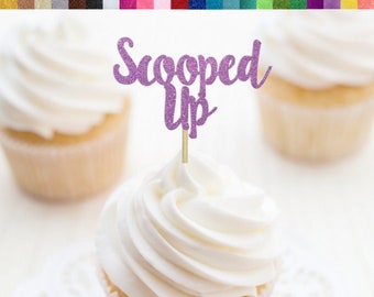 Recogido Cupcake Toppers, Ice Cream Bridal Shower Cupcake Toppers, Sprinkle Bachelorette Party Decor, Ice Cream Engagement Party Decor