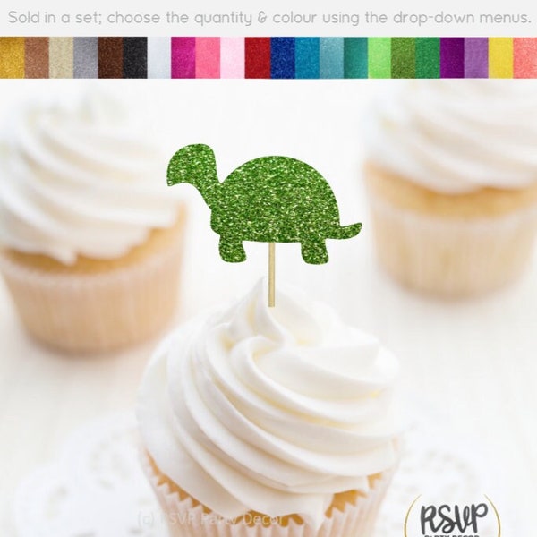 Turtle Cupcake Toppers, Reptile Themed Birthday Decorations, Turtle Birthday Party Decor, Zoo Party Decor, Turtle Baby Shower Decor