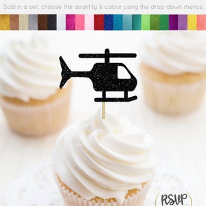 Helikopter Cupcake Toppers, Helicopter Party Decoraties, Aviation Party Decor, Helicopter Pilot Verjaardagsfeest Decor, Chopper Party Decor