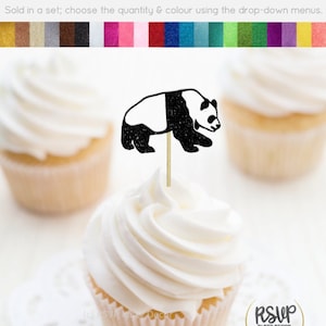 Panda Cupcake Toppers, Panda Bear Party Decorations, Panda Birthday Party Decor, Zoo Baby Shower Decor, Zoo Birthday Party Decor