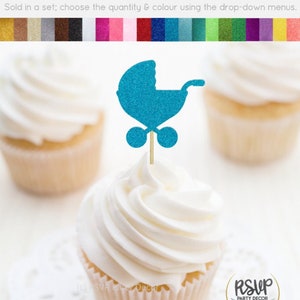 Kinderwagen Cupcake Toppers, Baby Shower Cupcake Toppers, Baby Shower Food Picks, Gender Reveal Party Dekoration, Baby Shower Party Dekor