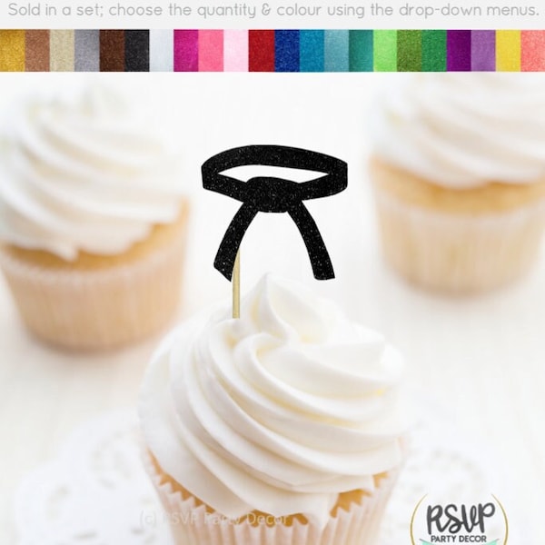 Karate Belt Cupcake Toppers, Karate Party Decorations, Martial Arts Food Pick, Taekwondo Party Decor, Fighting Karate Birthday Party Decor