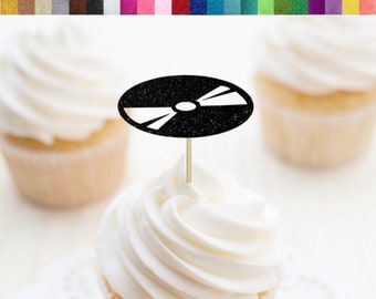 Vinyl Record Cupcake Toppers, Music Party Decorations, 80's Cupcake Toppers, Rock n Roll Party Decor, Music Theme Birthday Decor, 80's Party
