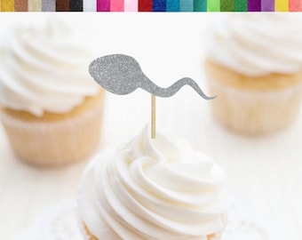 Sperm Cupcake Toppers, Naughty Bachelorette Cupcake Toppers, Funny Gender Reveal Cupcake Toppers, Funny Bachelorette Party Decor, Guess Sex