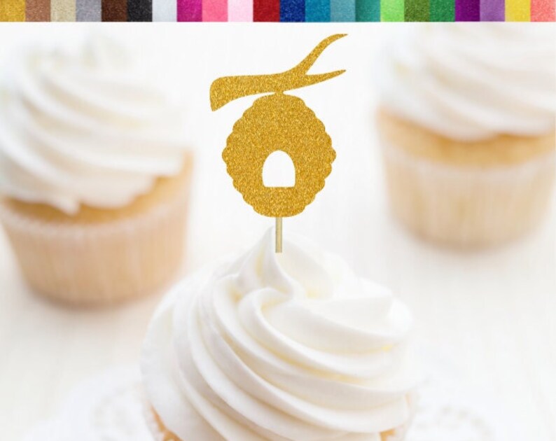 Beehive Cupcake Toppers Bee Cupcake Toppers Spring Party Decor Bumble Bee Hive Themed Party Decor Bee Birthday Honeycomb Food
