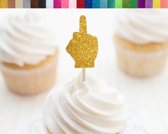 24 Stück Mittelfinger Cupcake-Topper – Gold Glitter, Für Scheidungs- & Geburtstagspartys