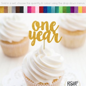 Toppers Cupcake di un anno, decorazioni per feste di compleanno di 1 anno, decorazioni per feste di compleanno di 1 ° compleanno, scelte alimentari per un anno, decorazioni per feste per il 1 ° anniversario