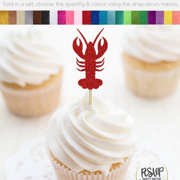 Lobster Cupcake Toppers, Nautical Party Decor, Ocean Sea Nautical Bachelorette, She Found Her Lobster Party Decor, Seafood BBQ Food Picks