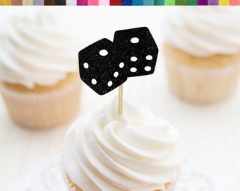 Dice Cupcake Toppers, Casino Food Picks, Casino Birthday Party Decorations, Board Game Party Decor, Dice Food Picks, Las Vegas Party Decor