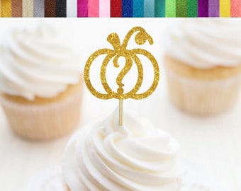 Pumpkin Gender Reveal Cupcake Toppers, Halloween Gender Reveal Party Decor, Fall Gender Reveal Decor, Little Pumpkin Gender Reveal Food Pick