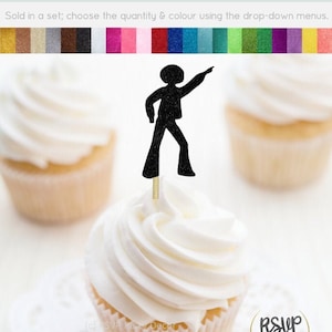 Disco Person Cupcake Toppers, Disco Birthday Party Decor, 70&#39;s Theme Party Decorations, Groovy Birthday Party, Retro Birthday Food Picks