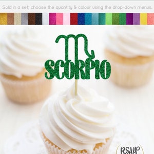 Scorpio Cupcake Toppers, Scorpio Birthday Party Decor, Zodiac Party Decor, Horoscope Birthday Decorations, October November Birthday