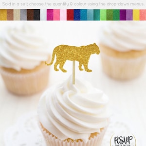 Tiger Cupcake Toppers, Zoo Animal Food Picks, Safari Cupcake Toppers, Safari Jungle Baby Shower Party Decor, Zoo Birthday Party Decor