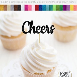Cheers Cupcake Toppers, Congrats Cupcake Toppers, Retirement Party Decorations, Graduation Party Decor, Grad Party Decor, Cheers Food Picks
