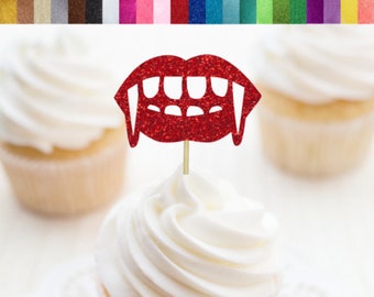 Vampire Fangs Cupcake Toppers, Dracula Cupcake Toppers, Halloween Party Decorations, Vampire Party Decorations, Vampire Themed Party Decor