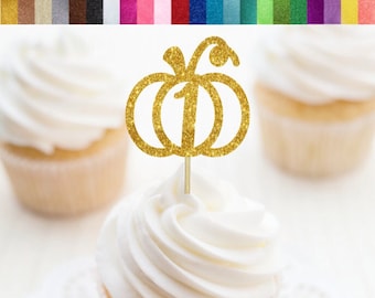 ANY AGE Pumpkin Birthday Cupcake Toppers, Halloween Birthday Party Decor, Fall 1st Birthday Party Decor, Little Pumpkin Birthday Decorations