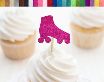 Roller Skate Cupcake Toppers, Disco Birthday Party Decor, 70's Theme Party Decorations, Groovy Birthday Party, Roller Disco Decorations