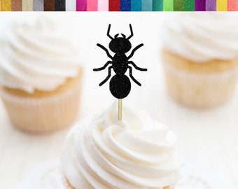 Ant Cupcake Toppers, Glitter Ant Food Picks, Bug Cupcake Toppers, Garden Themed Party Decor, Insect Birthday Party Decoration, Science Party