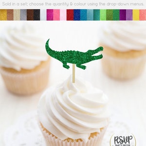 Alligator Cupcake Toppers, Reptile Themed Birthday Decorations, Crocodile Cupcake Toppers, Zoo Party Decor Food Picks, Florida Party Decor