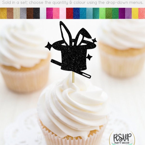 Rabbit In Hat Cupcake Toppers, Magician Birthday Party Decor, Magic Food Picks, Circus Party Decor, Circus Cupcake Toppers, Vegas Party