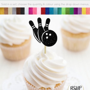 Bowling Cupcake Toppers, Bowling Party Decorations, Bowling Birthday Decor, Bowling Club Celebration, Bowling Ball Toppers, Bowling Pins