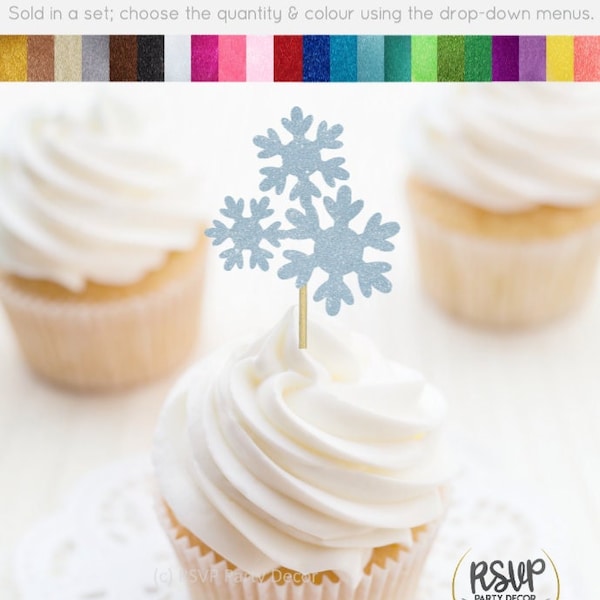 Snowflake Cluster Cupcake Toppers, Winter Birthday Party Decorations, Winter Baby Shower Decor, Christmas Cupcake Toppers, Snow Decorations