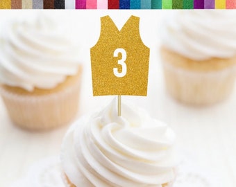 Custom Basketball Jersey Cupcake Toppers, Basketball Cupcake Toppers, Basketball Birthday Party Decor, Sports Party Decorations With Number