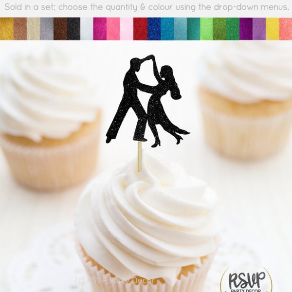 Ballroom Dancers Cupcake Toppers, Salsa Dancer Party Decorations, Prom Cupcake Toppers, Dancing Party Decor, Dance Birthday Party Decor