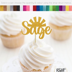 Custom Sun Cupcake Toppers, Summer Birthday Cupcake Toppers, Sunshine Baby Shower Party Decor, You Are My Sunshine Party Decor, Sun 1 Party