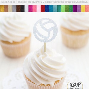 Volleyball Cupcake Toppers, Volleyball Party Decorations, Volleyball Food Picks, Party Decor for Volleyball Player, Sports Birthday Decor