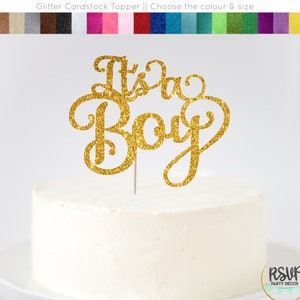 È un Topper per torte per ragazzi, Glitter è un topper per torte per ragazzi, Topper per torta per baby shower, segno per bambini, decorazioni per il baby shower, rivelazione di genere