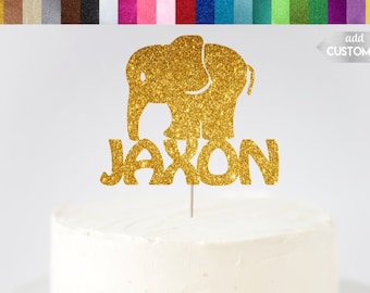 Baby Elephant Cake Topper, Custom Name Elephant Cake Topper, Elephant Baby Shower Decor, Elephant Themed Birthday, Cute Elephant Cake Topper