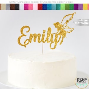 Fairy Cake Topper, Custom Fairy Cake Topper, Name Fairy Cake Topper, Fairy Party Decor, Whimsical Cake Topper, Glitter Fairy Decor, Birthday