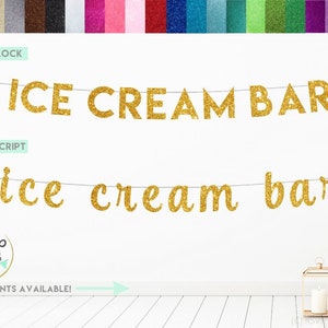 Ice Cream Bar Banner, Ice Cream Station Sign, Sundae Bar Banner, Ice Cream Social, Sprinkle Party, Ice Cream Themed Party Decorations