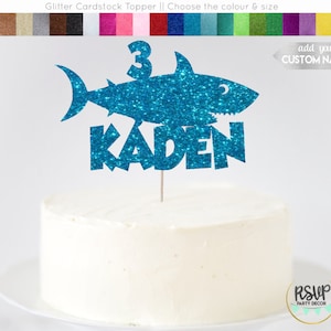Custom Shark Cake Topper, Ocean Themed Party Decorations, Shark Party Decorations, Personalized Ocean Birthday Decor, Shark Centrepiece
