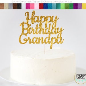 Feliz aniversário vovô bolo topper, sinal de aniversário do vovô, decorações de aniversário do vovô, festa de aniversário do papai, topper de aniversário dos avós