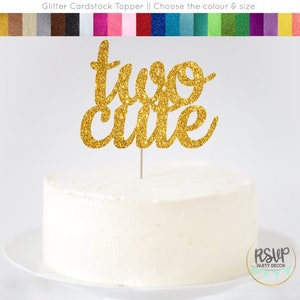 2 つのかわいいケーキ トッパー、2 つのケーキ トッパー、2 歳の誕生日ケーキ トッパー、2 歳の誕生日パーティーのデコレーション、キラキラの 2 つのかわいいサイン
