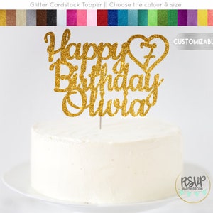 Jeder NAME & AGE Custom alles Gute zum Geburtstag Kuchen Topper mit Herz, alles Gute zum Geburtstag Name Kuchen Topper, Herz personalisierte alles Gute zum Geburtstag Kuchen Topper