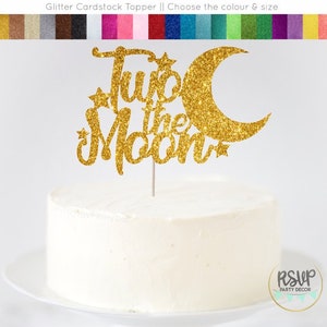 Two the Moon Cake Topper, Second Birthday Cake Topper, Space 2nd Birthday Decorations, Glitter 2 the Moon Sign, Two the Moon Birthday Party