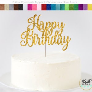 Happy Birthday Cake Topper, Happy Birthday Sign, Birthday Cake Topper, Glitter Birthday Decorations, Birthday Centrepiece, Birthday Decor image 1