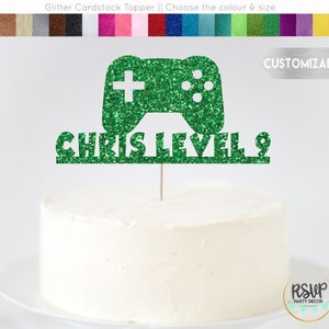 Benutzerdefinierte Videospiel Kuchen Topper, Videospiel Themen Party Dekorationen, Videospiel Geburtstag Herzstück, Level Up Cake Topper
