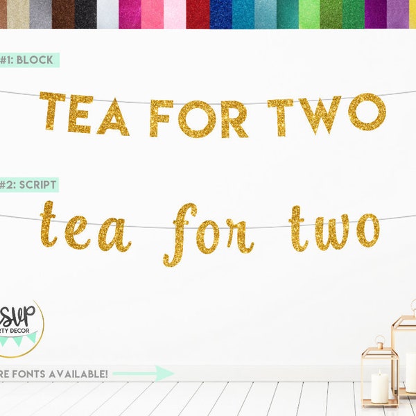 Tea for Two Banner, Tea Party Banner, Tea Themed 2nd Birthday Decor, Partea Banner, Twins Birthday Banner, 2nd Birthday Banner