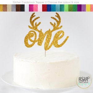 Antler One Cake Topper, Deer 1st Birthday Cake Topper, Winter Cake Smash Topper, Deer Cake Topper, One Deerful First Birthday Party Decor