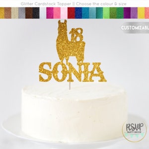 Custom Llama Cake Topper, Personalized Llama Party Decorations, Llama Themed Birthday, Cactus Theme Party, Fiesta Cake Topper image 1