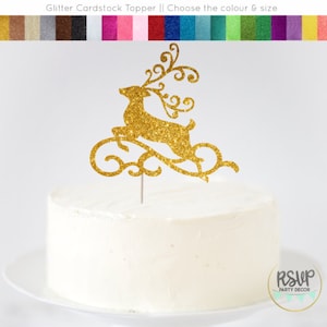 Topper de gâteau de renne, Tige de pièce maîtresse de renne, Topper de gâteau d’hiver, Topper de gâteau de Noël, Décor de fête de Noël, Rudolph Cake Topper