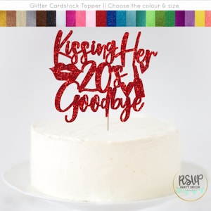 Topper na tort Kissing Her 20's Goodbye, Topper na tort 30. urodzinowy, Topper na tort Dirty Thirty, Topper na tort z makijażem, Dekoracja na 30. urodziny Milestone
