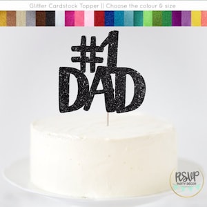 Numero 1 Dad Cake Topper, Happy Father's Day Cake Topper, Glitter Happy Fathers Day Sign, Decorazioni per feste per la festa del papà, #1 Dad Sign