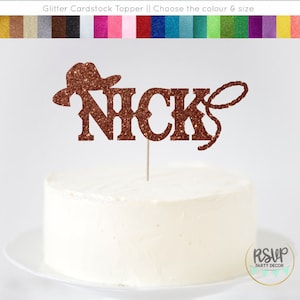 Topper torta cowboy personalizzato, decorazioni per feste da cowboy, decorazioni per feste cowgirl, il mio primo rodeo, piccolo topper cowboy, arredamento per feste wild west
